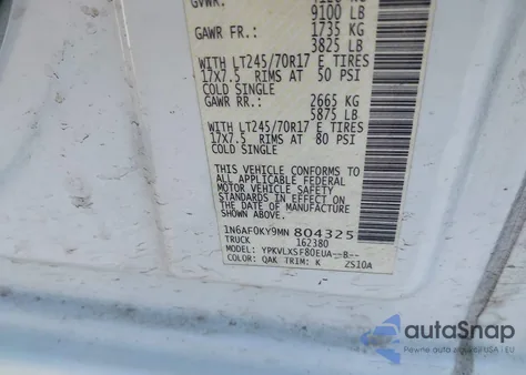 2021 Nissan Nv Cargo Nv2500 Hd Sv Standard Roof V8 from USA, damaged, VIN 1N6AF0KY9MN804325
